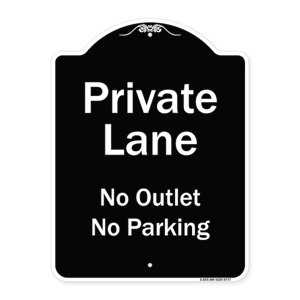 Designer Series-Private Lane No Outlet No Parking Black & White, 24" x 18", BW-1824-9777